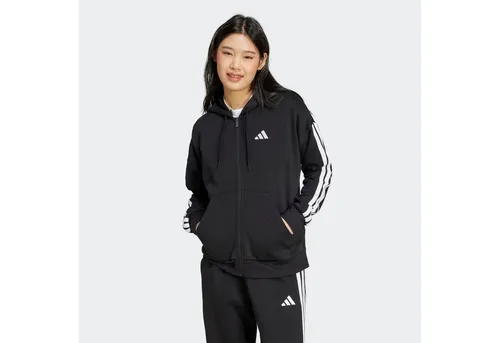 ADIDAS Damen Kapuzensweat Essentials 3-Streifen Full-Zip Fleece - Hoodies aus weichem, warmem Fleece mit 3-Streifen Design, nachhaltig aus mindestens 70% recycelten und erneuerbaren Materialien gefertigt.