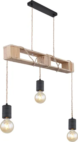 Pendelleuchte Holzlampe 3-flammig im Paletten Design - Stilvolle Hängelampe aus Holz und Metall, höhenverstellbar mit 3 E27 Fassungen für individuelle Lichtgestaltung. Ideal für Esstische und moderne Innenräume.