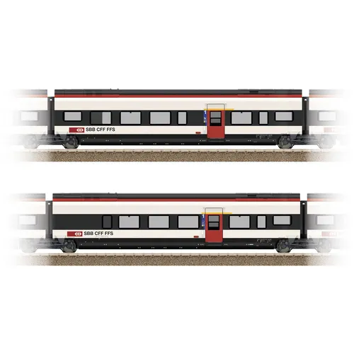 TRIX H0 23283 Ergänzungsset für Giruno der SBB - Personenwagen Ergänzungsset für Hochgeschwindigkeits-Triebzug RABe 501 Giruno, mit LED-Innenbeleuchtung und maßstabgerechter Nachbildung für ein realistisches Modellbahn-Erlebnis.