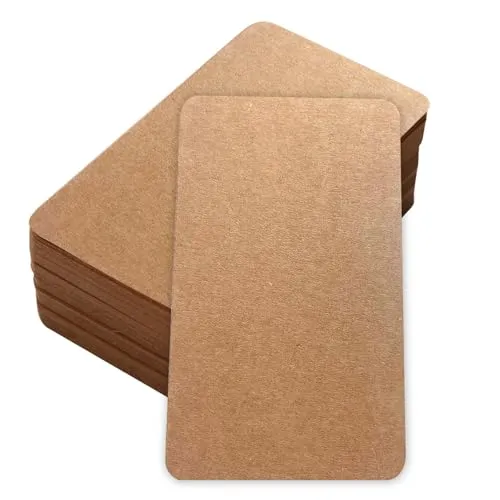 Blanko Kraftpapier Karten 100 Stück Leere Kleine Kärtchen zum Gestalten Kleine Zettel Blanko Papieren Karten für Botschaften 9 x 5.4cm