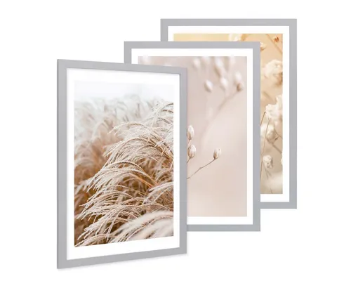 PHOTOLINI Bilderrahmen 3er Set - Einzelrahmen im modernen Stil, ideal für individuelle Bilderwände mit stabilem MDF-Holz und praktischem Zubehör für kreative Arrangements.