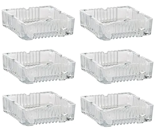 Spetebo Glas Aschenbecher eckig 10 cm - 6 Stück - Tisch Ascher transparent Außen