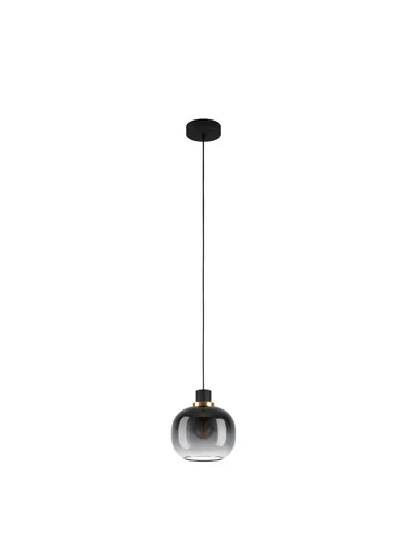 Pendelleuchte 1-flammig schwarz/messing - Elegante Deckenlampe mit bedampftem Glas in schwarz/grau, perfektes Lichtdesign für stilvolle Wohnräume.