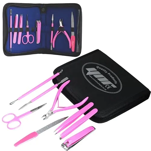 YNR Maniküre-Set, 8-teiliges Nagelknipser, Pediküre-Set, Nagelpflege-Set, Schere, Nagelhautschieber, Nagelfeile, Pinzette, Maniküre, professionelles Werkzeug, Geschenk für Männer, Frauen, Freunde und