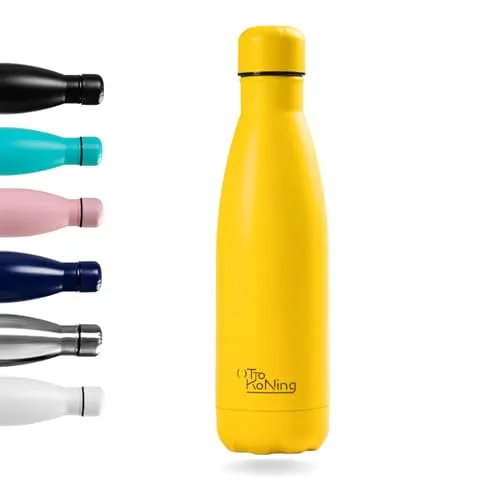Otto Koning Trinkflasche Edelstahl 500ml – Vakuumisolierte Wasserflasche Thermo Auslaufsicher – Doppelwandige Thermosflasche Metall für Sport Schule Büro & Outdoor – BPA Frei & Rostfrei
