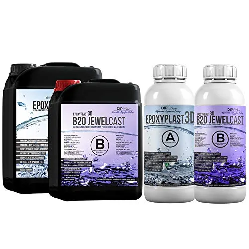 Epoxidharz EpoxyPlast 3D B20 Jewel Cast 2,25 KG für Resin Art I Ultra Diamantklar I Exzellenter UV Schutz I Schmuck I Gießharz I Glasklar I Formenbau I Premium Produkt I Schnellhärtend I Holz Glas