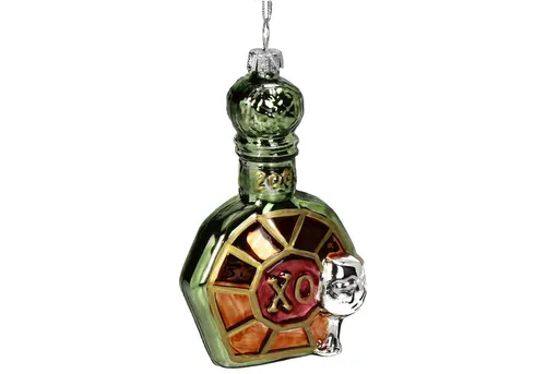 HD Collection Christbaumschmuck, Christbaumschmuck Glas 10,5cm Cognac XO Flasche Figur Grün