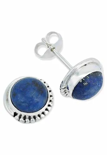 Ohrstecker 925 Silber Lapis Lazuli blauer Stein Edelstein Ohrringe echt Silber Damen Sterling Silber Stecker Geschenk(MOS-018-06)