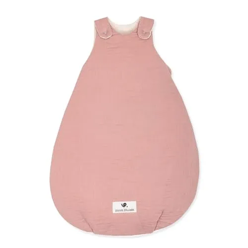 Julius Zöllner Babyschlafsack gefüttert Musselin 2,5 TOG Gr. 50/56 - Baby Schlafsäcke mit viel Strampelfreiheit und einem langen Reißverschluss für einfaches Windelnwechseln. Aus 100% Baumwollmusselin, angenehm warm und schadstofffrei nach Oeko-TEX Standard 100.