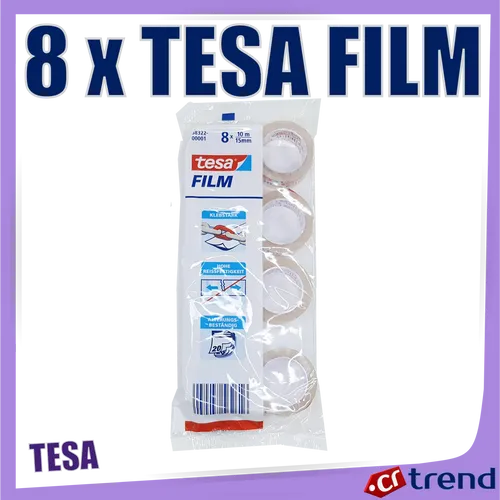 8x TESA Film Büro Office Zuhause 15mm x 10m transparent reißfest klebstark