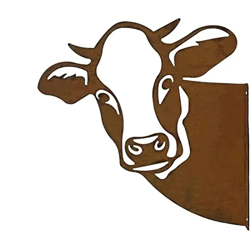 FANNAS Kuhkopf Gartenstatuen Metall Edelrost Kuh Dekoration Tierischer Rost Kuh Figur Kuh Deko Metall Rost Rostige Tier Silhouette für Outdoor Garten Farm Deko Gartendeko Figuren