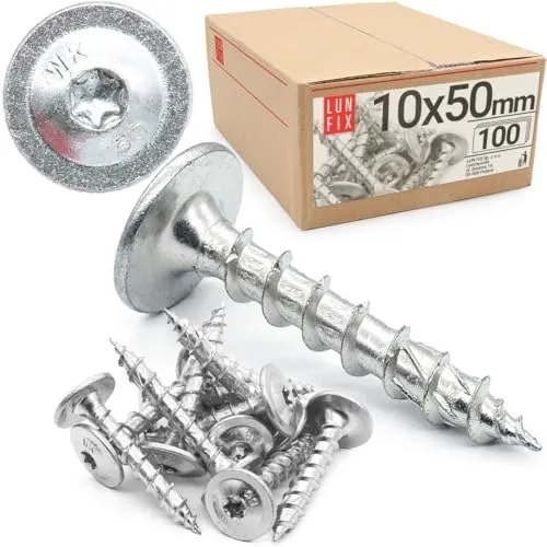 LUN FIX Pfostenschrauben 10x50 mm 100 Stk TX Schrauben, Tellerkopfschrauben