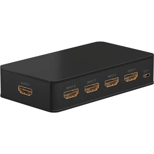 Goobay HDMI-Switch 4-Port Verteiler 4K Ultra HD - 4 HDMI-Geräte an 1 Display, IR-Fernbedienung für einfaches Umschalten und 18 Gbit/s Bandbreite