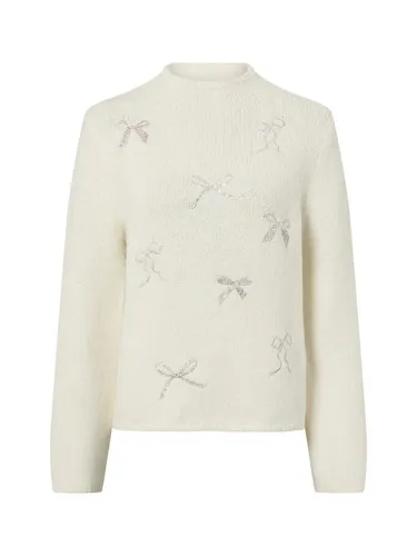s.Oliver BLACK LABEL Regular Fit Strickpullover mit Woll-Anteil in Offwhite, Größe 46 - Der s.Oliver BLACK LABEL Damenpullover bietet durch die grobe Strickstruktur und den Woll-Anteil einen hohen Tragekomfort. Mit seinem eleganten Stehkragen und den überschnittenen Schultern ist er ideal für stilvolle Lagenlooks.