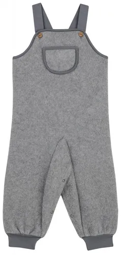 Finkid Keinu Wool Latzhose in Charcoal - Größe 90/100 - Gemütliche Latzhose aus kuscheligem Wollfleece für Kleinkinder. Mit elastischen Bündchen und praktischer Druckknopfleiste für einfaches Wickeln – ideal für kleine Abenteurer!