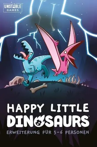 Unstable Games, Happy Little Dinosaurs - Erweiterung für 5-6 Personen, spannendes Partyspiel für die ganze Familie, ideal für Dinosaurier-Fans