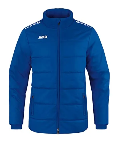 JAKO Herren Team Coachjacke XL in Blau - Sportjacke aus wasserabweisendem Polyester-Ribstop mit PU-Beschichtung, ideal für kalte Tage dank wärmeisolierender Wattierung und weichem Fleece innen.