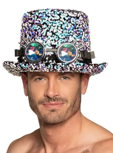 Boland Hut Desert Dream mit Brille - Kostüm-Kopfbedeckungen mit goldfarbenen Pailletten für einen funkelnden Auftritt auf Mottopartys und Karneval.