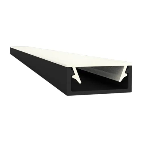 LED-Gigant – LED Profil Aluminium 2m schwarz | LED Streifen/Strips bis 13mm Breite | Alu Profil mit milchiger Abdeckung (Cover opal) | PL1/A1 ALU Leiste für LED Stripes, 910015