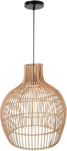 VIVANNO Hängeleuchte Rattan PLAFON Rund - Beige Geflochten, ohne Leuchtmittel, 50x45 cm