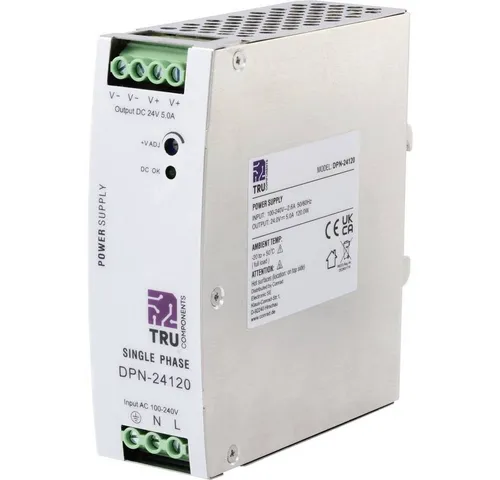 TRU COMPONENTS DPN-24120 Hutschienen-Netzteil 24 V/DC 5 A - Hutschienen-Netzteil (DIN-Rail) mit 120 W Leistung, ideal für industrielle Anwendungen und zuverlässige Stromversorgung.