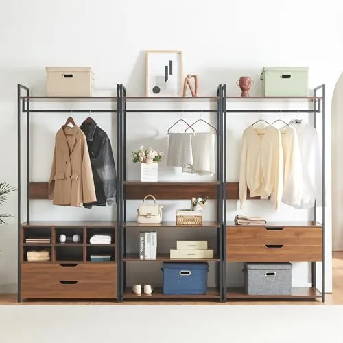 [en.casa] Garderobenständer 3er Set Larem in braun von en.casa