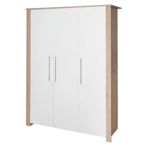 roba® Kinderkleiderschrank Malo 3-türig in Weiß mit Artisan Eiche