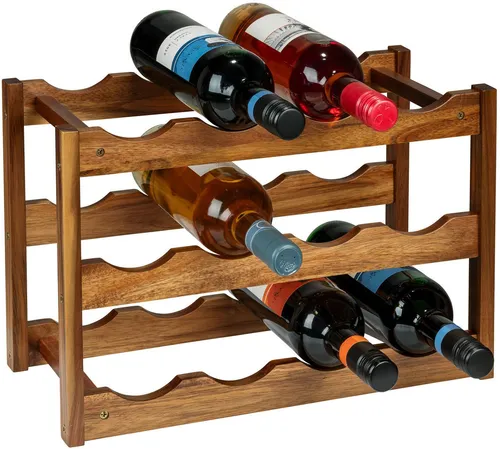 WENKO Weinregal Fondi aus massivem Akazienholz - Elegantes Weinregal aus robustem Akazienholz, ideal für 6 Flaschen. Mit kompakten Maßen (42x28x21 cm) eignet es sich perfekt für jede Küche oder Bar.