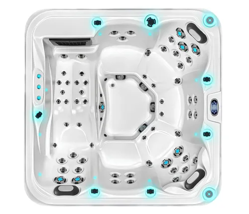 Massagebecken Außenwhirlpool 216x216 cm mit LED Beleuchtung - Genießen Sie entspannende Stunden im kompakten Whirlpool mit LED Beleuchtung. Ideal für den Außenbereich, bietet er Platz für mehrere Personen und sorgt für Wohlfühlmomente.