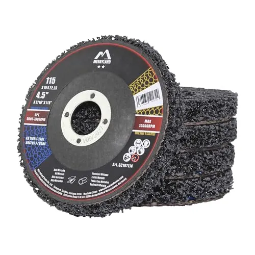 Merryland CSD Scheibe 115 Farbe Rost Winkelschleifer, 115mm Schwarz Reinigungsscheibe Entroster Scheibe Metall Edelstahl Stahl Grobreinigungsscheibe Grobschleifscheibe 5 Stück, Craft-Line SC107114-05