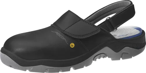 Abeba ESD Sicherheitsschuhe schwarz Größe 42 - Arbeitsschuhe mit Stahlkappe, ESD-gerecht und atmungsaktivem Innenfutter. Ideal für Küchen und sichere Arbeitsumgebungen, rutschhemmende Sohle und waschbar bei 30 °C.