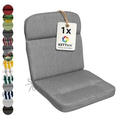 KETTtex EXKLUSIV Auflage Niederlehner Silbergrau I Gartenstuhl Polster 100x50x7cm I KTH3 Sitzauflage weich & robust I Wetter- & formbeständige Stuhlauflage I pflegeleichtes Sitzkissen I Dessin 8643