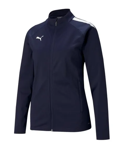 PUMA Damen Teamliga Training Jacket Sweater - Peacoat-puma White, S EU - Trainingsbekleidung aus recycelten Materialien mit dryCELL Technologie für optimalen Feuchtigkeitstransport und trockenen Tragekomfort.