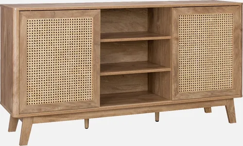 sweeek Sideboard mit 2 Schiebetüren und Regalen – Elegantes Holzdesign