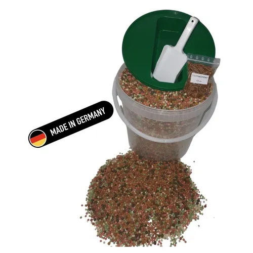 Koi-Goldfisch-Multimix 10 l Eimer mit Futterschaufel und 125 ml Mehlwürmern