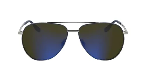 KARL LAGERFELD Unisex Adult Sunglasses KL360S - Silver with Solid Brown With Blue Mirror Lens