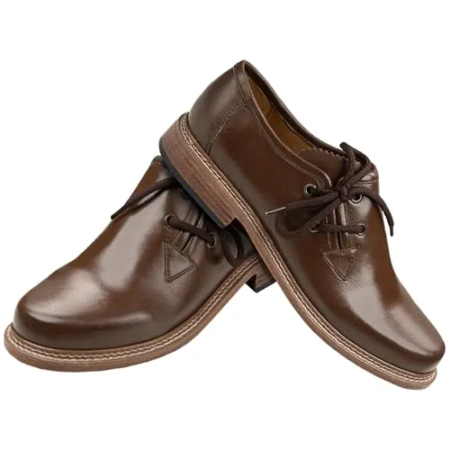 German Wear Haferlschuhe mit Ledersohle Trachtenschuhe Schuhplattler Tanz Schuhe, 42, Dunkelbraun