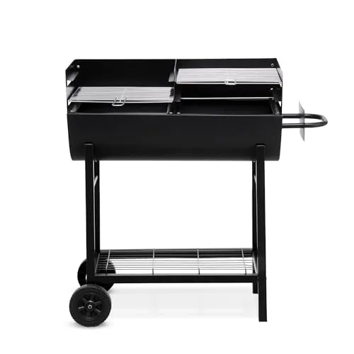 tepro Detroit 1037 – XL Holzkohle‑Grillfass mit Ablage, verchromte Grillroste & flexibel höhenverstellbar