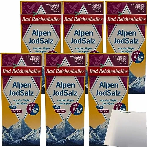 Bad Reichenhaller Alpen Jod Salz + Selen 6er Pack (6x500g Packung) + usy Block