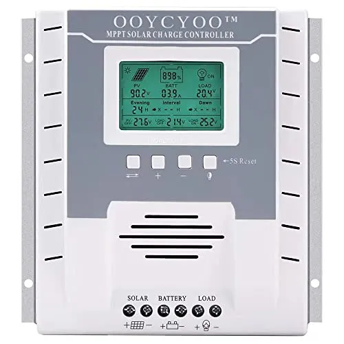 OOYCYOO 60A Solarladeregler MPPT 12V/24V Max PV Eingangsspannung 100V, LCD Display Solar Laderegler für Belüftete Versiegelte Gel NiCd Lithium Batterie
