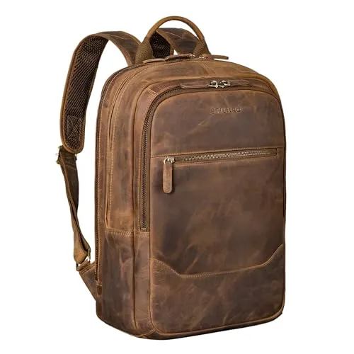 STILORD Maxor XL Business Rucksack aus Leder – Großer 17 Zoll Laptoprucksack - Eleganter Business Rucksack aus 100% Echtleder mit zwei Laptopfächern und viel Stauraum. Ideal für Büro und Reisen, bietet er perfekten Tragekomfort und Übersicht für Ihren Alltag.