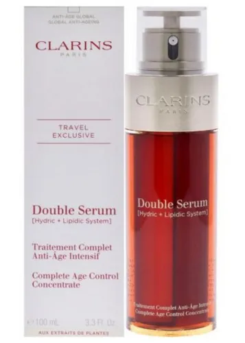 Clarins Double Serum Complete Age Defying Concentrate 100 ml - Hochwirksames Serum mit 22 Pflanzenextrakten für eine optimale Hautpflege. Unterstützt die Regeneration und Hydratation der Haut. Ideal für eine strahlende, jugendliche Ausstrahlung.