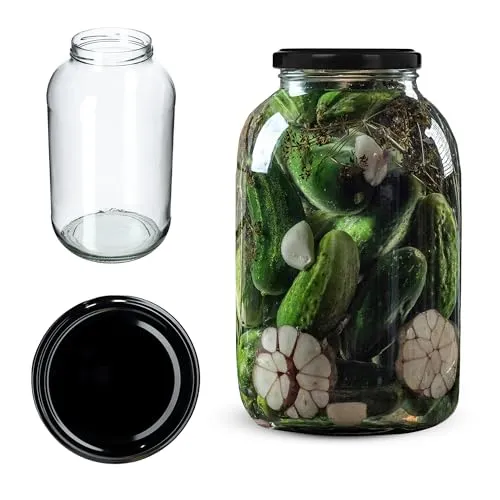 KADAX 4L Einmachgläser mit Schraubdeckel TO100 für Gurken, Kombucha, Kimchi | Konservengläse weite Öffnung zum Einlegen, Fermentieren, Einmachglas zum Einlegen, Einkochgläser, Gurkenglas (Schwarz)
