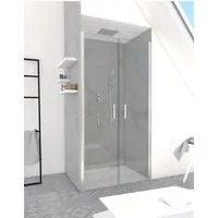 Duschtür in Nische mit Pendeltür Aurlane Silver Calm 90 x 200 cm - Elegante Duschabtrennung mit chromfarbenem Profil, ideal für Ihr modernes Bad und sorgt für eine stilvolle Trennung von Duschbereich und Badezimmer.