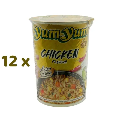 YumYum CUP Instatnudeln CHICKEN Flavour -  Huhngeschmack 12x 70g