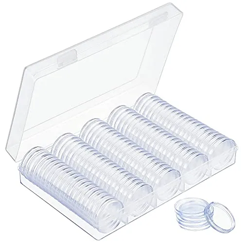 MengH-SHOP Münzen Aufbewahrung 30mm Münzenkapsel Kunststoff Münzkapseln Runder Münz Kapseln Transparenter Münzhalter für Münze Sammlung Kollektion 100 Stück