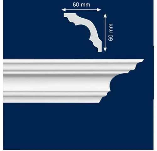 PROVISTON Stuckleiste Polystyrol, 60 x 60 x 2000 mm, Weiß, Deckenleiste, Kleben, Polystyrol, 1-St.