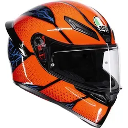 AGV K1 S Speedarmor Helm - Schwarz-Blau-Orange, Größe L für Männer - Aerodynamischer Helm mit integriertem Spoiler und komfortabler Passform, ideal für Brillenträger. Die herausnehmbare Innenausstattung sorgt für einfache Reinigung und hohen Tragekomfort.