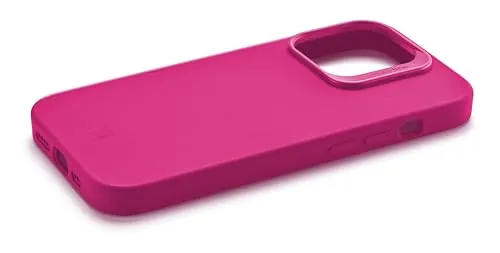 cellularline - Sensation+ für iPhone 15 Pro - Weiche Silikon-Schutzhülle ohne Grip-Effekt - Geschützte Kanten, Tasten, Kamera und Anschlüsse - Rosa
