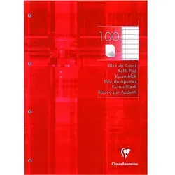 Clairefontaine 5818C Kursusblock (mit 100 Blatt, liniert mit Rand, DIN A4, 21 x 29,7 cm, ideal für die Schule) 1 Stück weiß